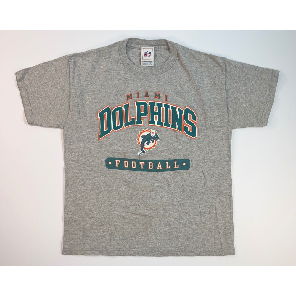 NFL Miami Dolphins Kids T-Shirt Gray Heather Graphic Football Tee‎ Size L 14/16
